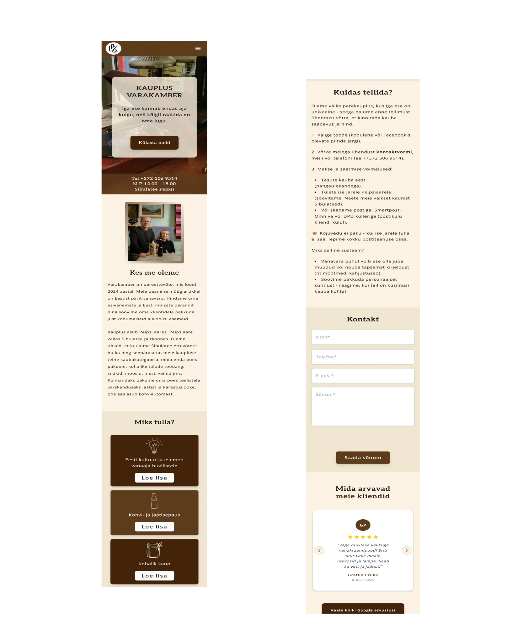 kauplusvarakamber mobile view