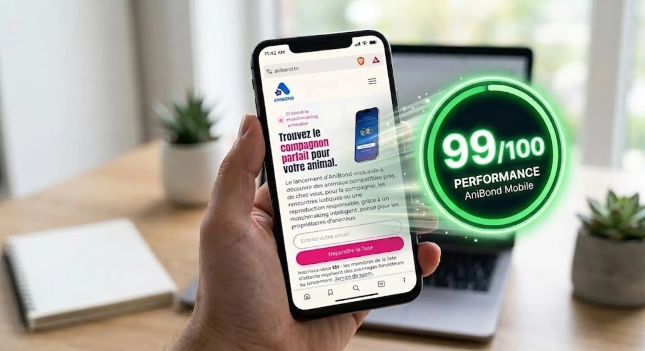 Version mobile de la landing page AniBond Version mobile de la landing page AniBond