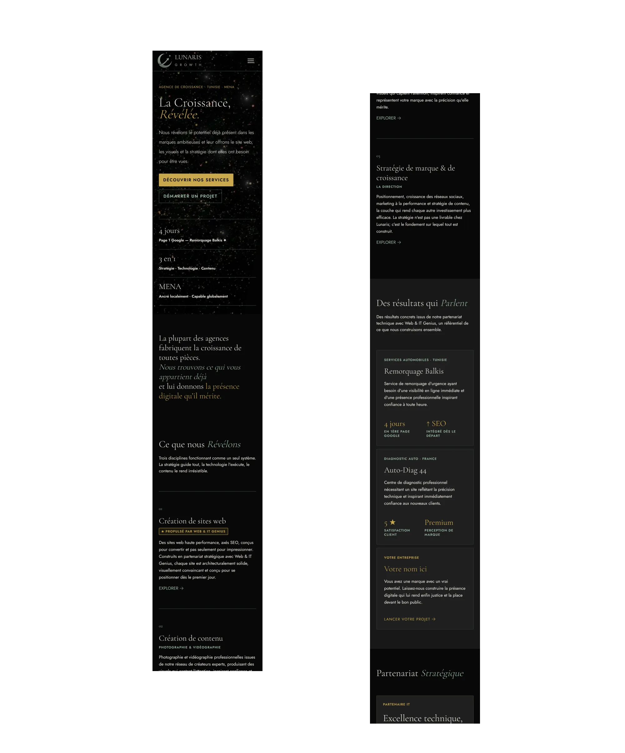 Lunaris Growth mobile view